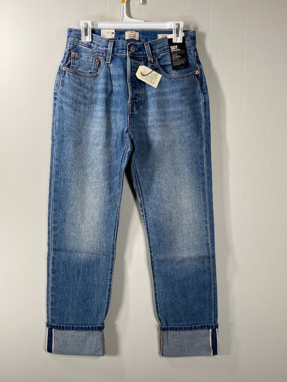 Levi's Selvedge 501 Original Denim Jeans Women's 28 x 32 High Rise Blue NWT